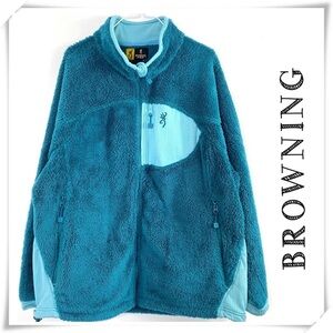 Browning Rare Pile Fleece Zip Jacket Teal Green